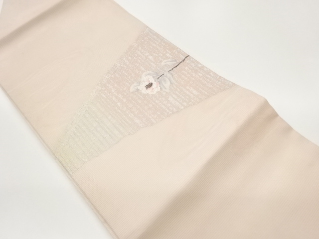  紗 流水に椿模様織出し名古屋帯